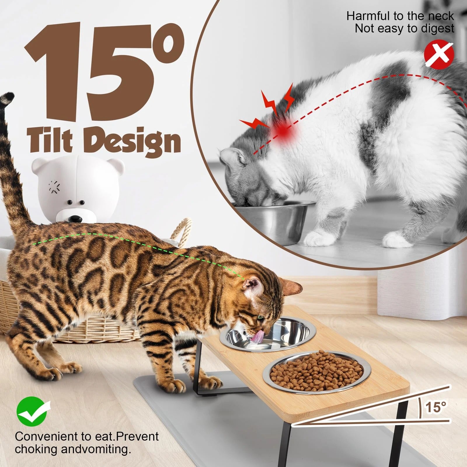 Cat Corner 15° Cat Bowls