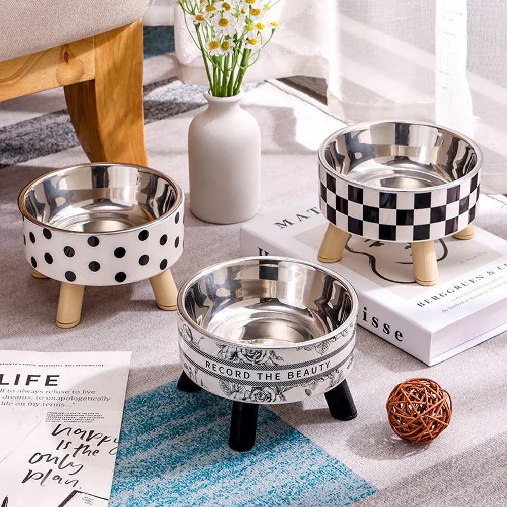 Cat Corner Stainless Steel Elevated Bowls